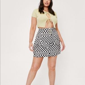 Nasty Gal Skirt Plus Size Black White Checkerboard Printed Mini Size 12 New
